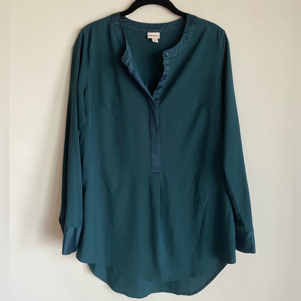 Merona Tunic Blouse, Emerald, Size M